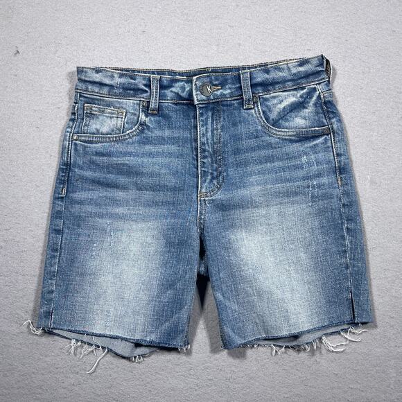 Kut from the Kloth Shorts‎ Womens 0 Blue Denim Cutoff Sophie Bermuda DIstressed - Picture 1 of 10